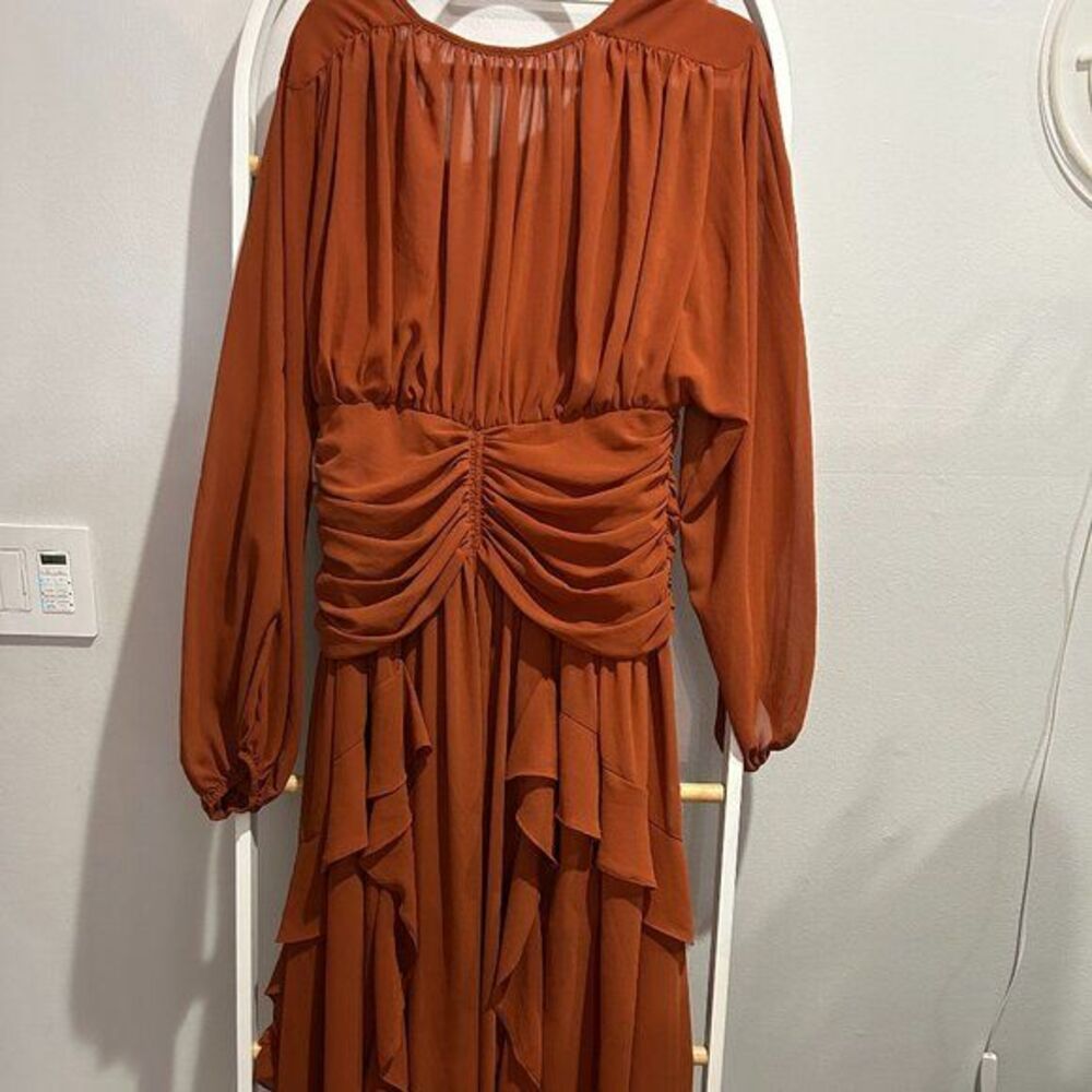 Tiered Ruffle Hem Maxi Dress Brown - Picture 6 of 11